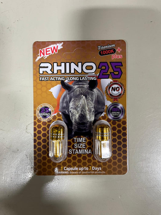 Rhino 25 For Men 2pk, 500k 24bx