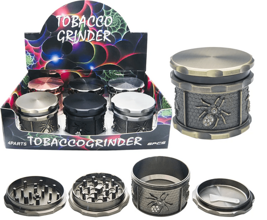Spider Emblem 4 Part Metal Tobacco Grinder 61mm 6/bx