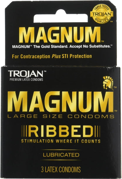 Trojan Magnum Ribbed 3pk 12Bx