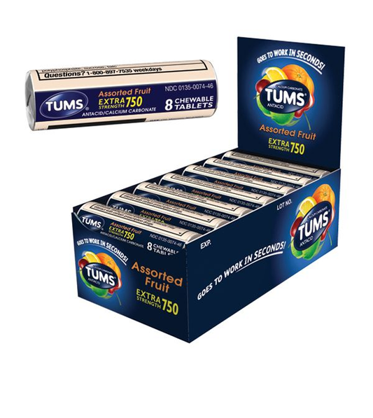 Tums X/S Assorted Fruit 12/Rolls