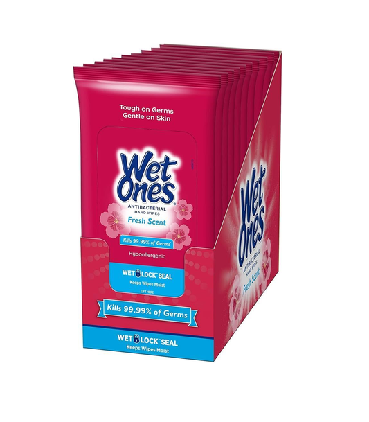 Wet Ones Fresh Scent Antibacterial Hand Wipes 20ct, 10/bx
