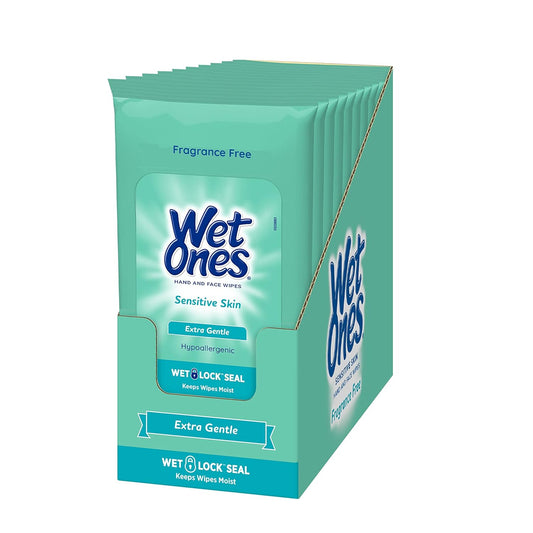 Wet Ones sensitive skin Hand & Face Wipes 20ct, 10/bx