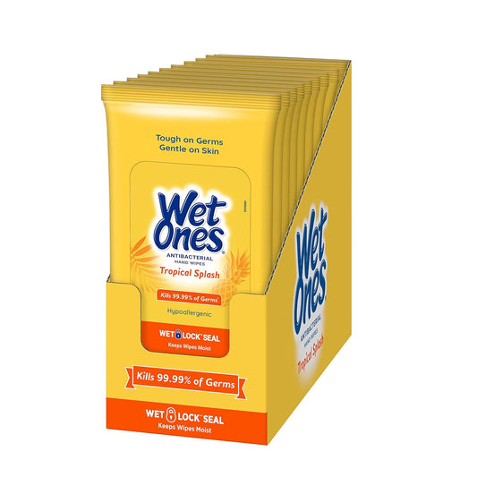 Wet Ones Tropical Splash Antibacterial Hand Wipes 20ct, 10/bx