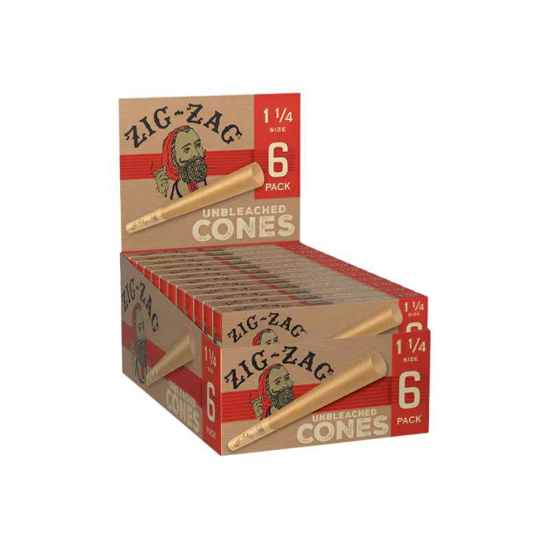 Zig-Zag 1.25 Unbleached Cones 6pk 24/bx