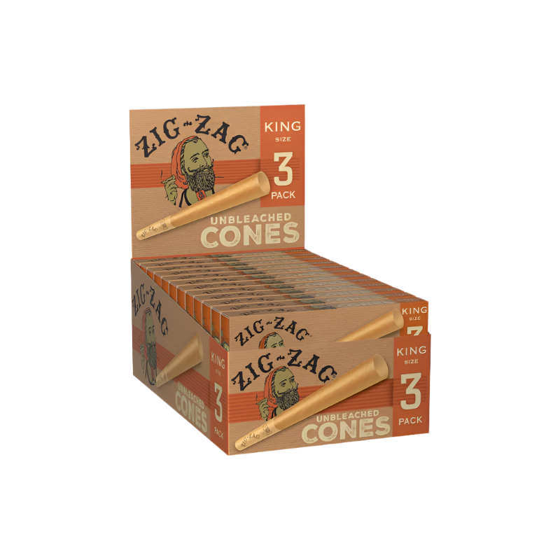 Zig-Zag King Size Unbleached Cones 3pk 24/bx